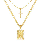 Conjunto Collar Cruz con Inicial | Dorado