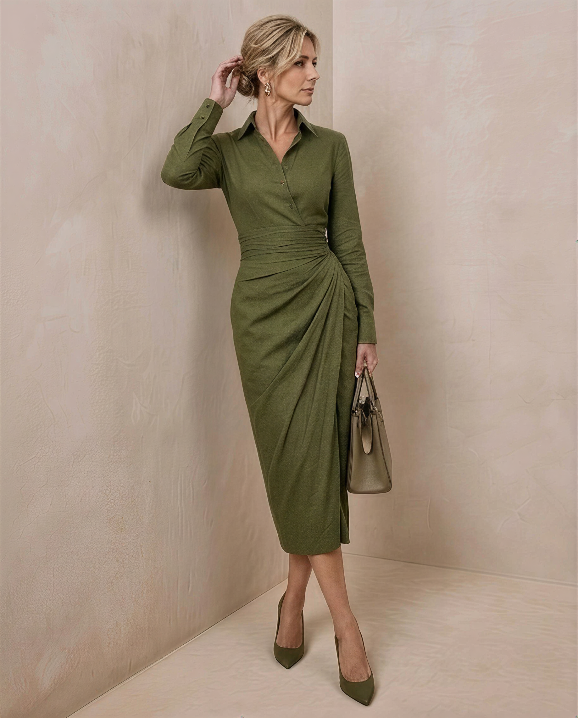 Nocturne · Vestido largo en verde oliva