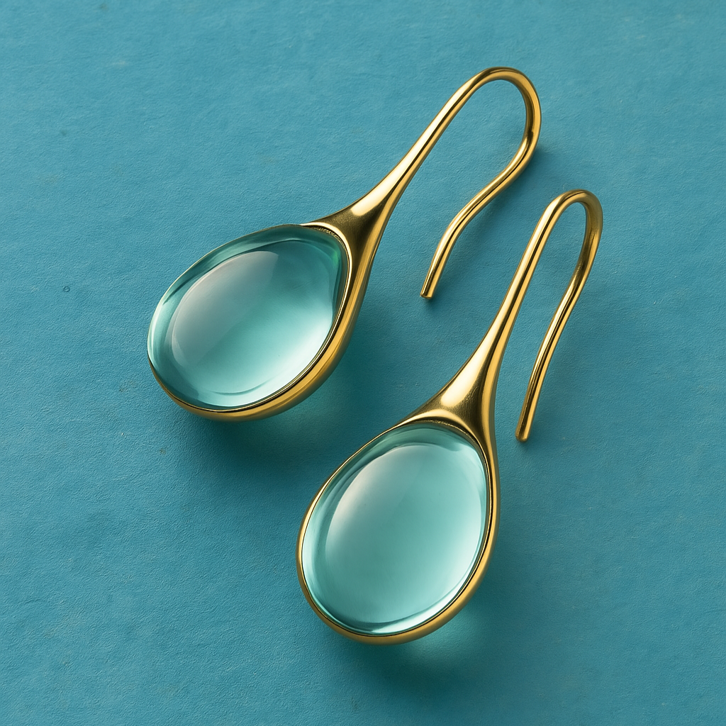 - Pendientes en forma de gota en color dorado y plateado