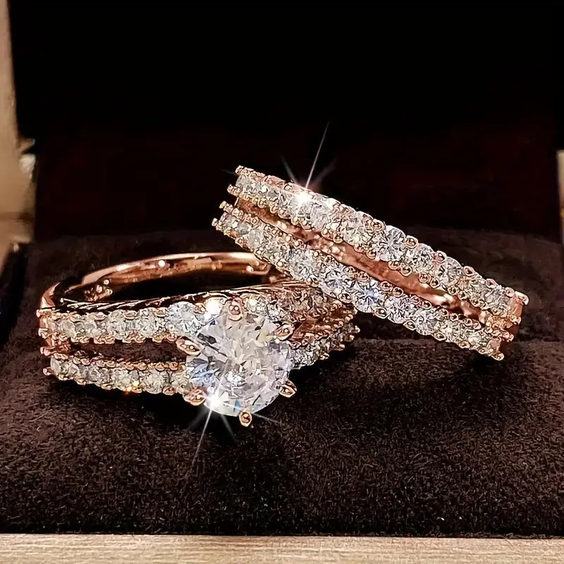 Conjunto de Anillos Resplandor Eterno | Dorado