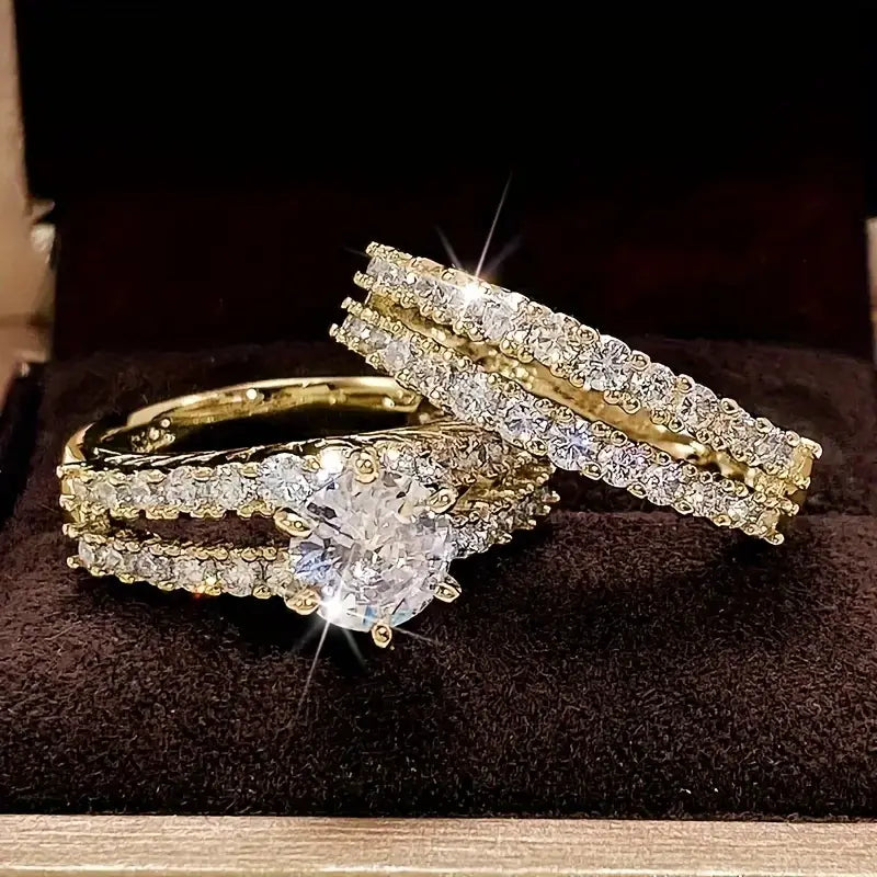 Conjunto de Anillos Resplandor Eterno | Dorado