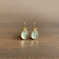 Pendientes vintage de piedra lunar verde