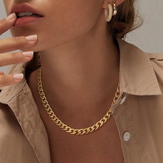 Collar Cubano Grueso Dorado