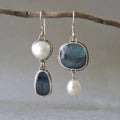 Pendientes vintage de piedra azul y perla