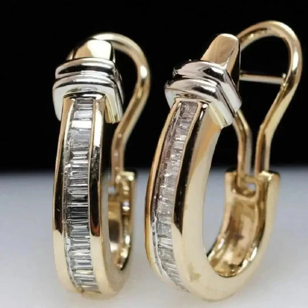 Pendientes vintage dorados con diamantes