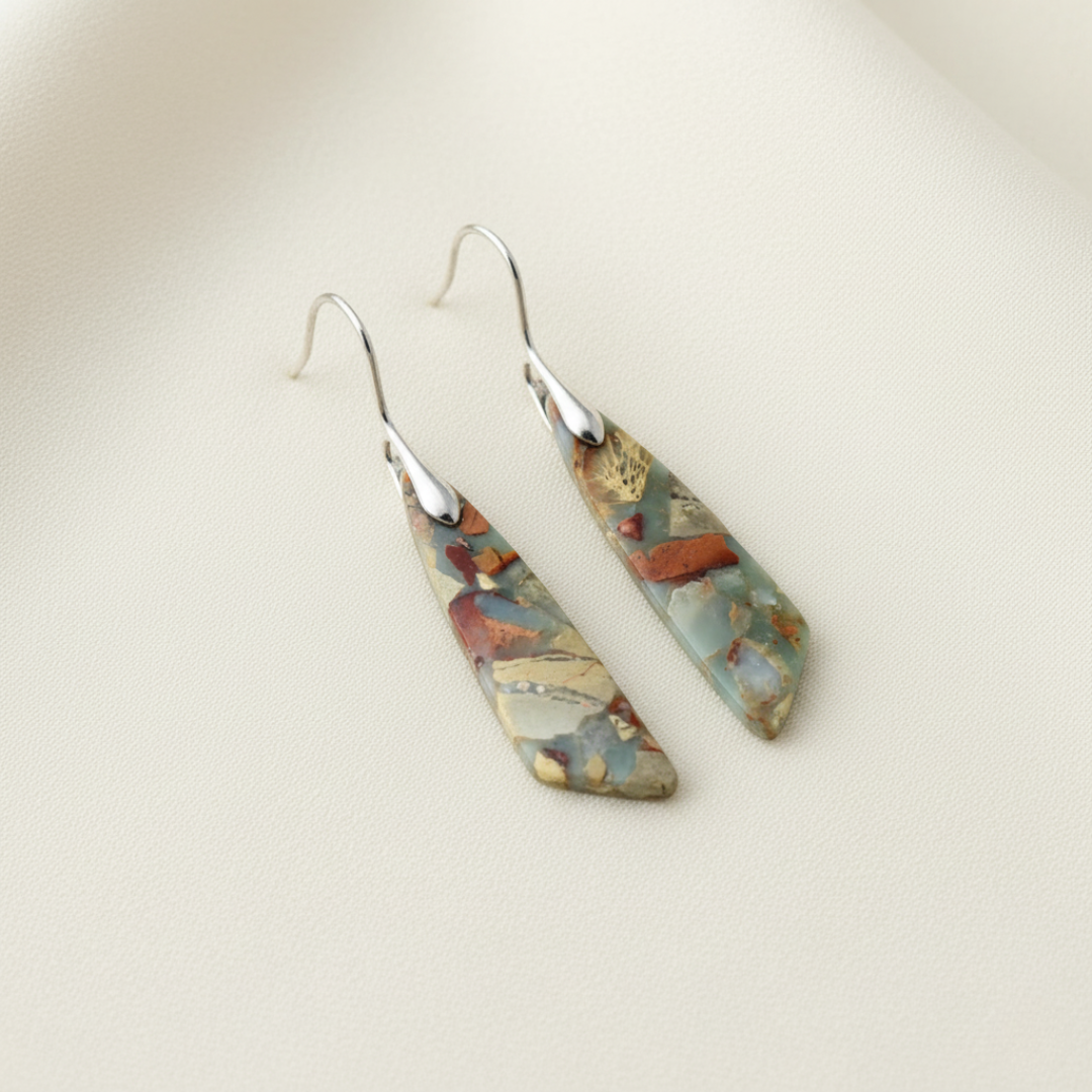 Charm - Pendientes de piedra natural de estilo vintage