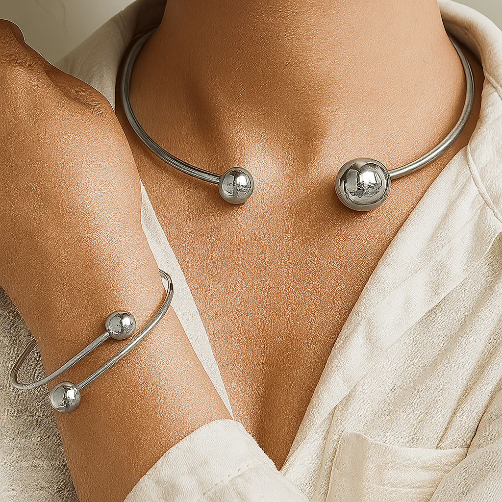 Conjunto Collar y Brazalete Minimalista Glow | Dorado