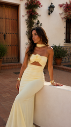 Robe jaune pastel à imprimé floral