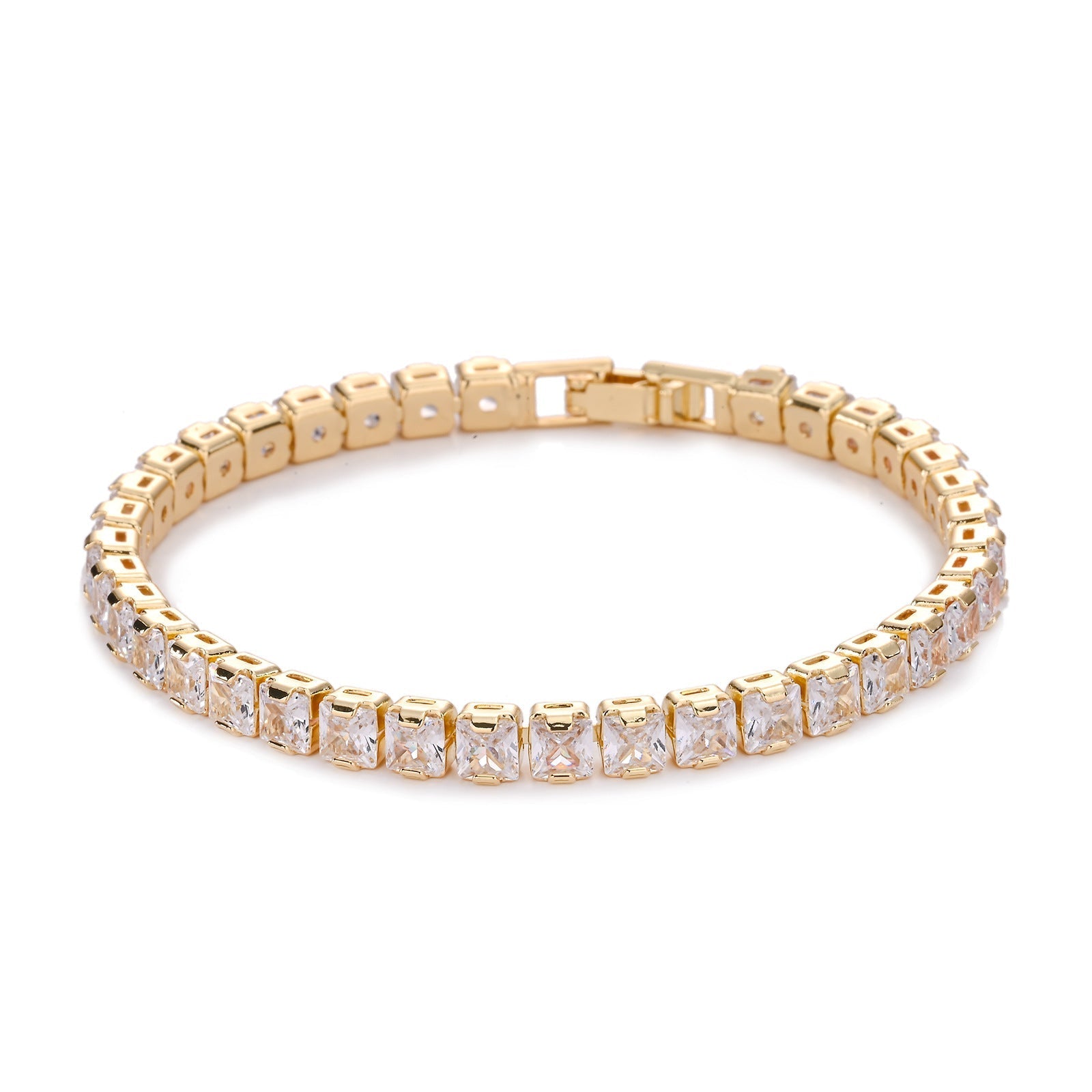 Pulsera Tennis Cuadrada | Dorada