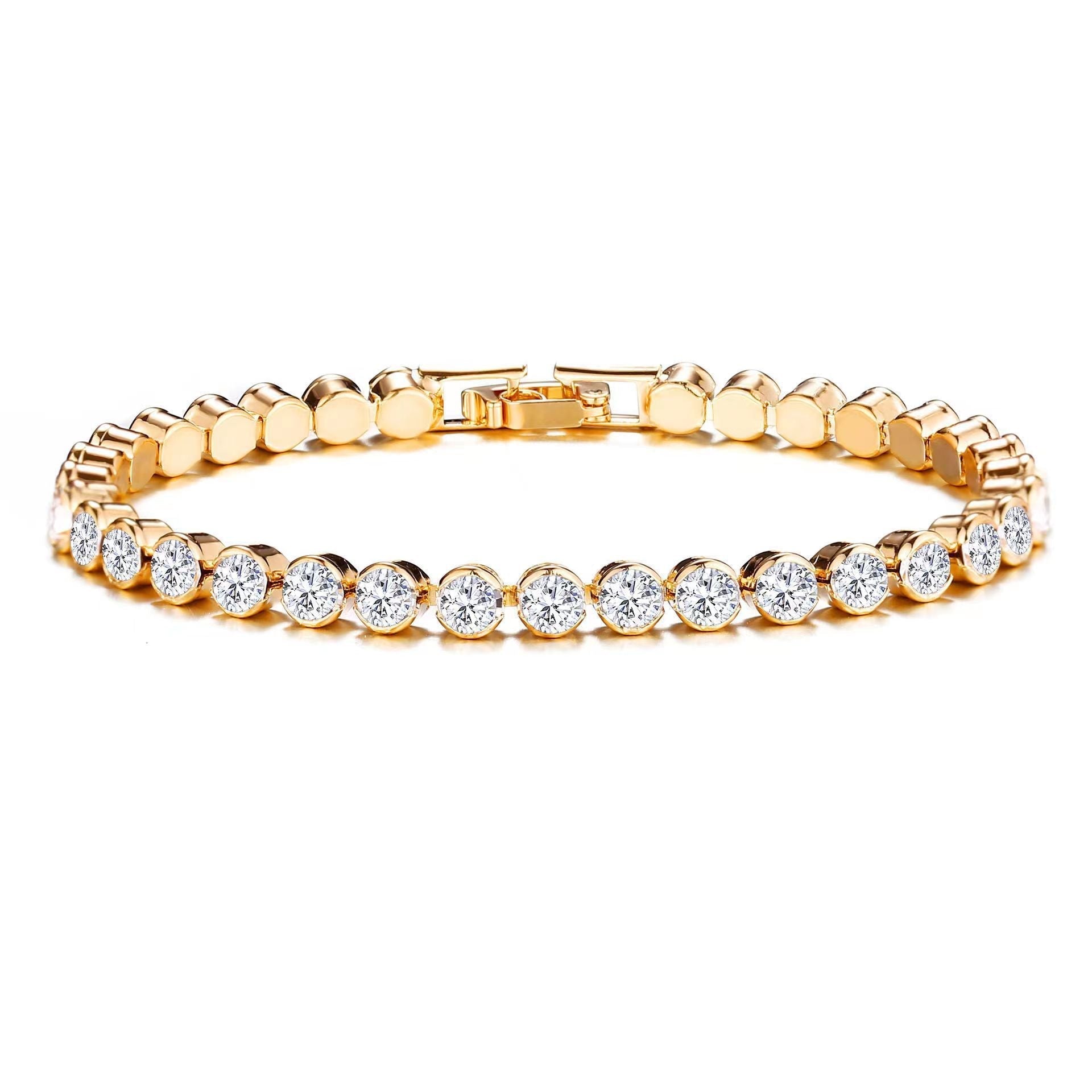 Pulsera Tennis Corte Redondo | Dorada