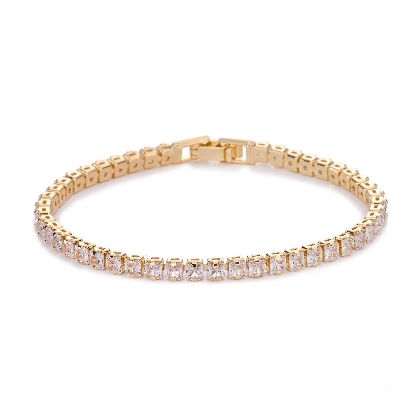 Pulsera Tennis Cuadrada | Dorada