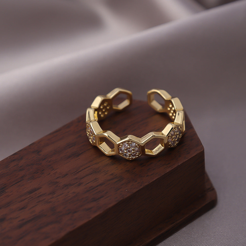 Anillo Panal de Cristal | Dorado