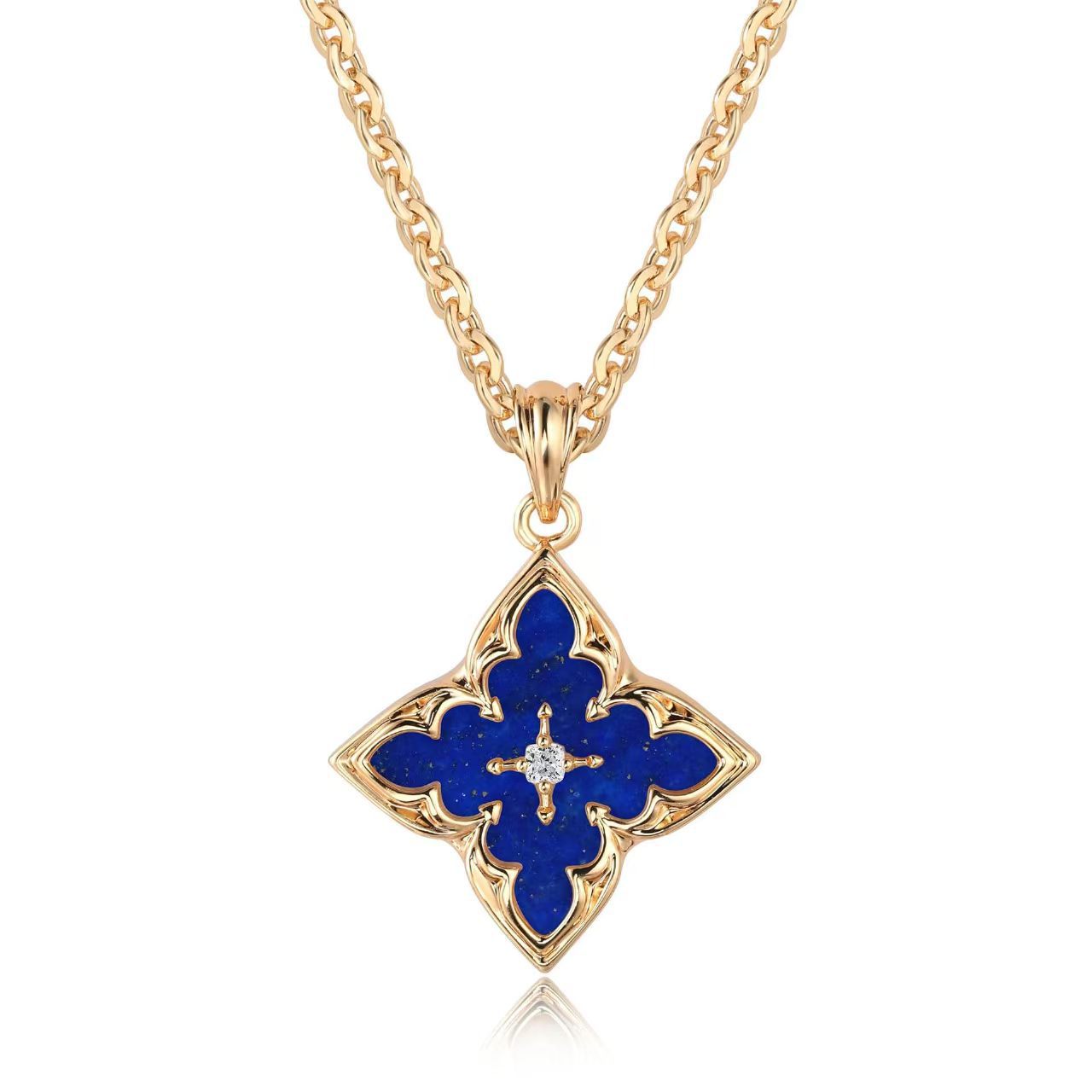 Collar Colgante Trébol Blanco | Dorado