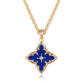 Collar Colgante Trébol Azul | Dorado