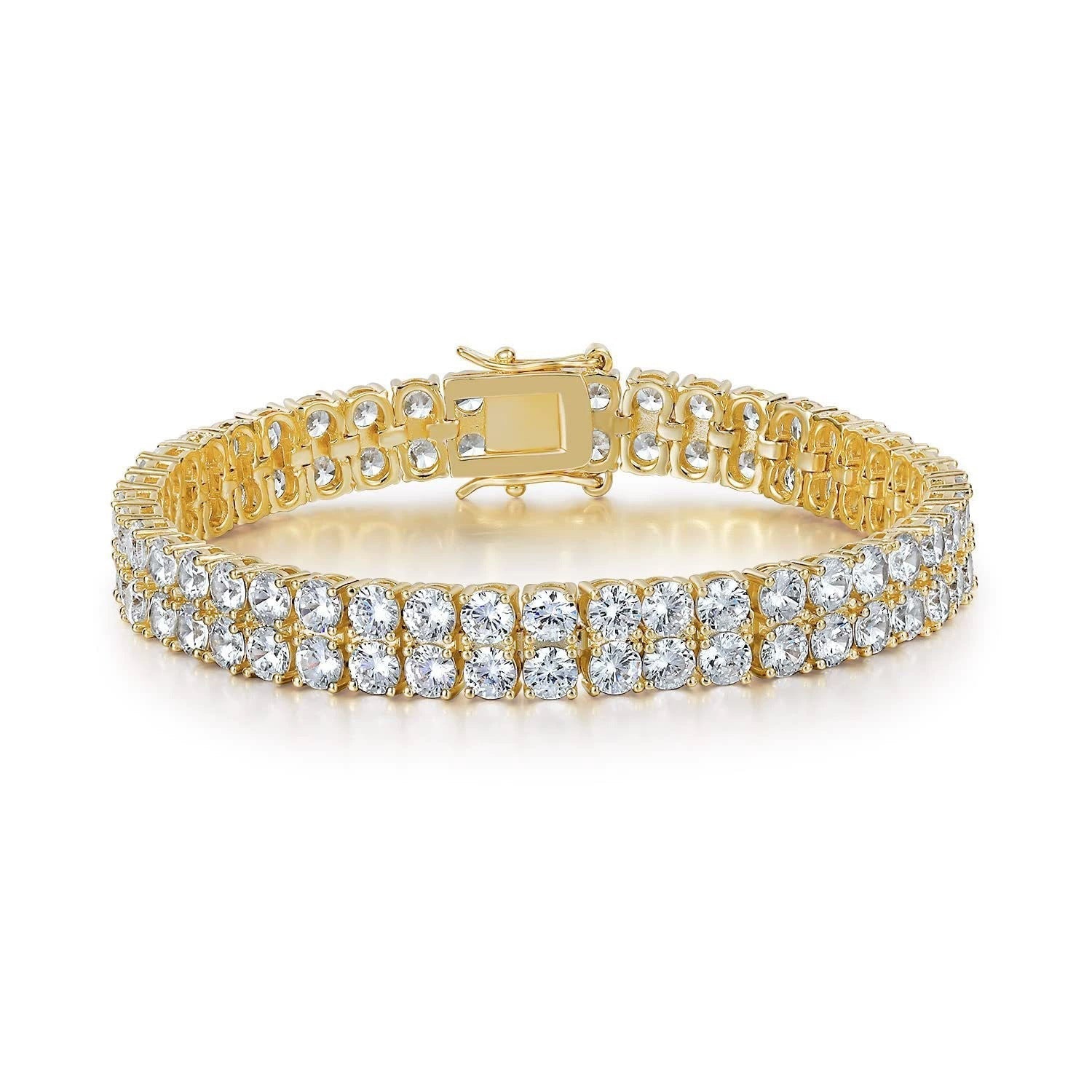 Pulsera Tennis Doble Fila | Dorada