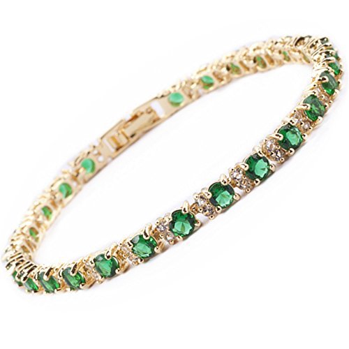 Pulsera Tennis Trío Esmeralda | Dorada