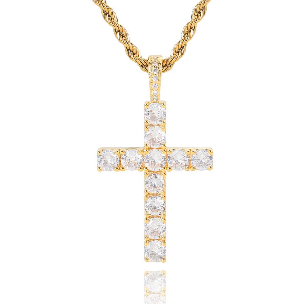 Collar Cruz Moissanita | Dorado