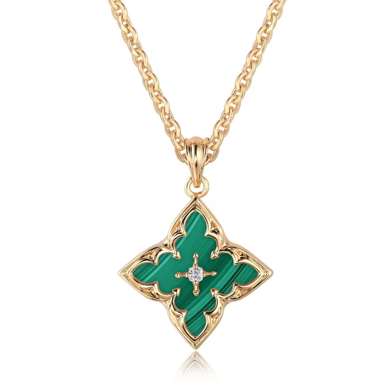 Collar Colgante Trébol Blanco | Dorado