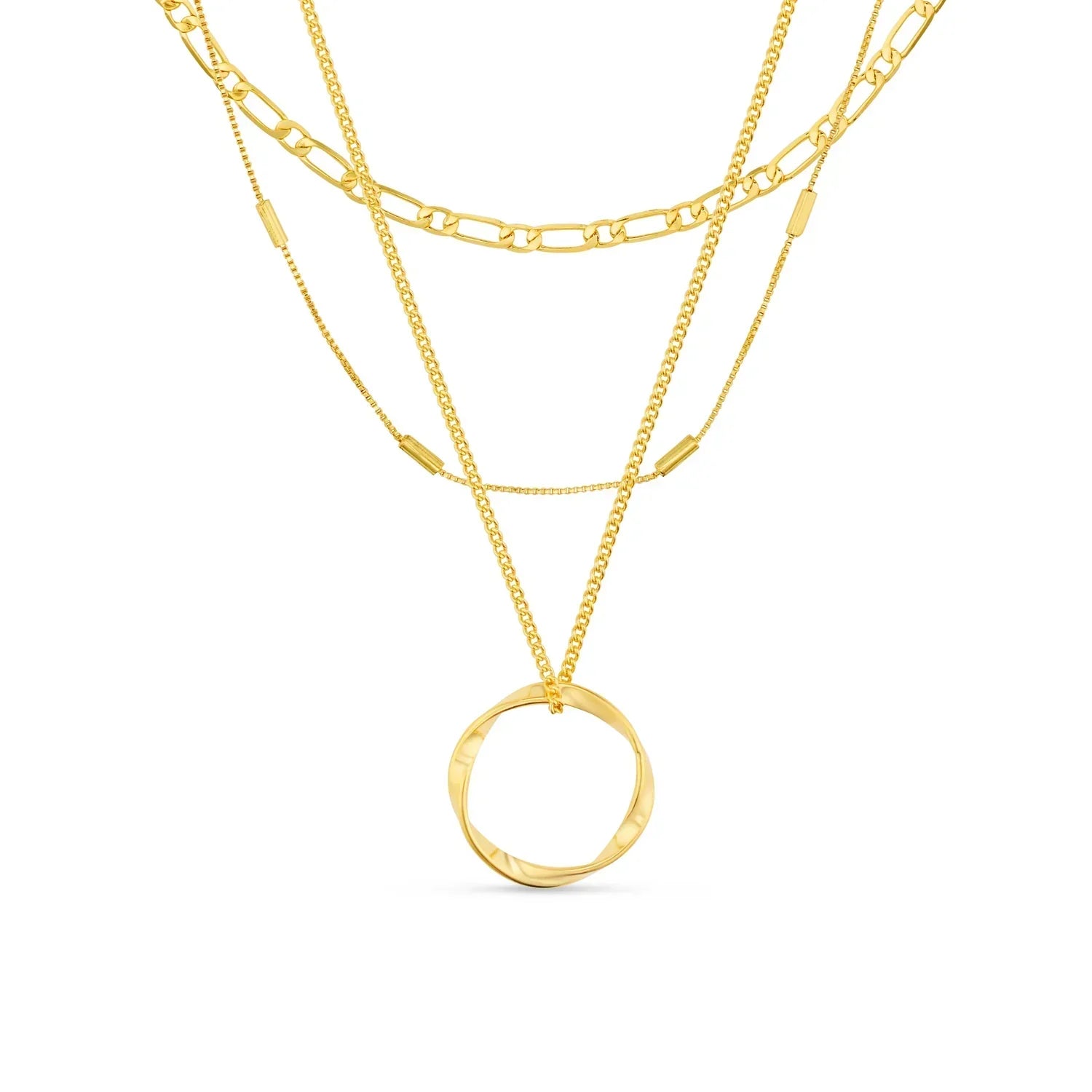 Collar Círculo Abierto Tres Filas | Dorado