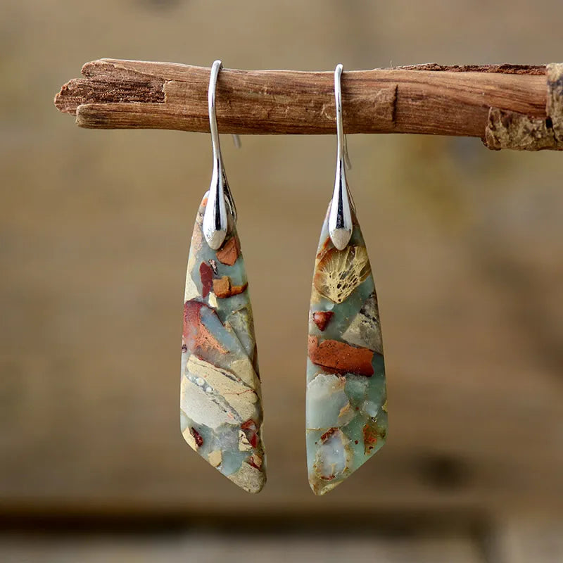 Charm - Pendientes de piedra natural de estilo vintage