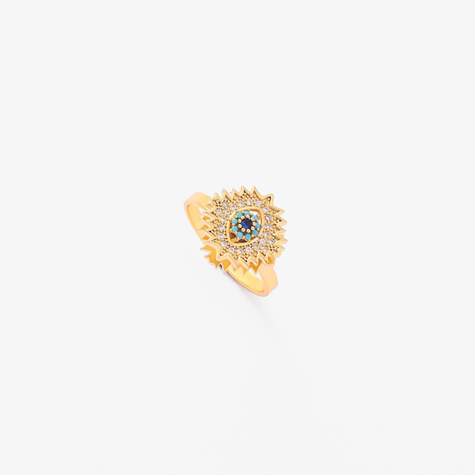 Anillo Giratorio Destello Zafiro | Dorado