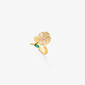 Anillo Giratorio Hoja Flor Esmeralda | Dorado