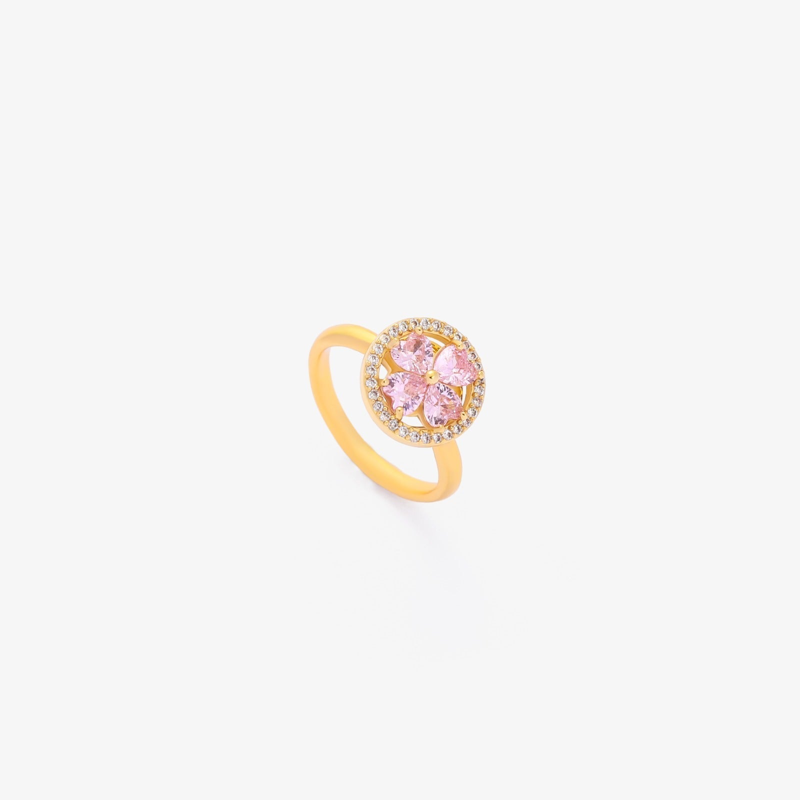 Anillo Giratorio Corazón Rosa Bloom | Dorado