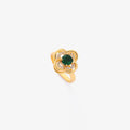 Anillo Giratorio Trébol Halo Esmeralda | Dorado