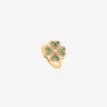 Anillo Giratorio Trébol Esmeralda | Dorado