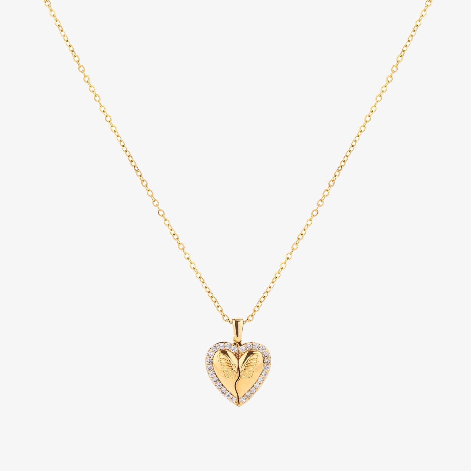 Collar Corazón Mariposa | Dorado