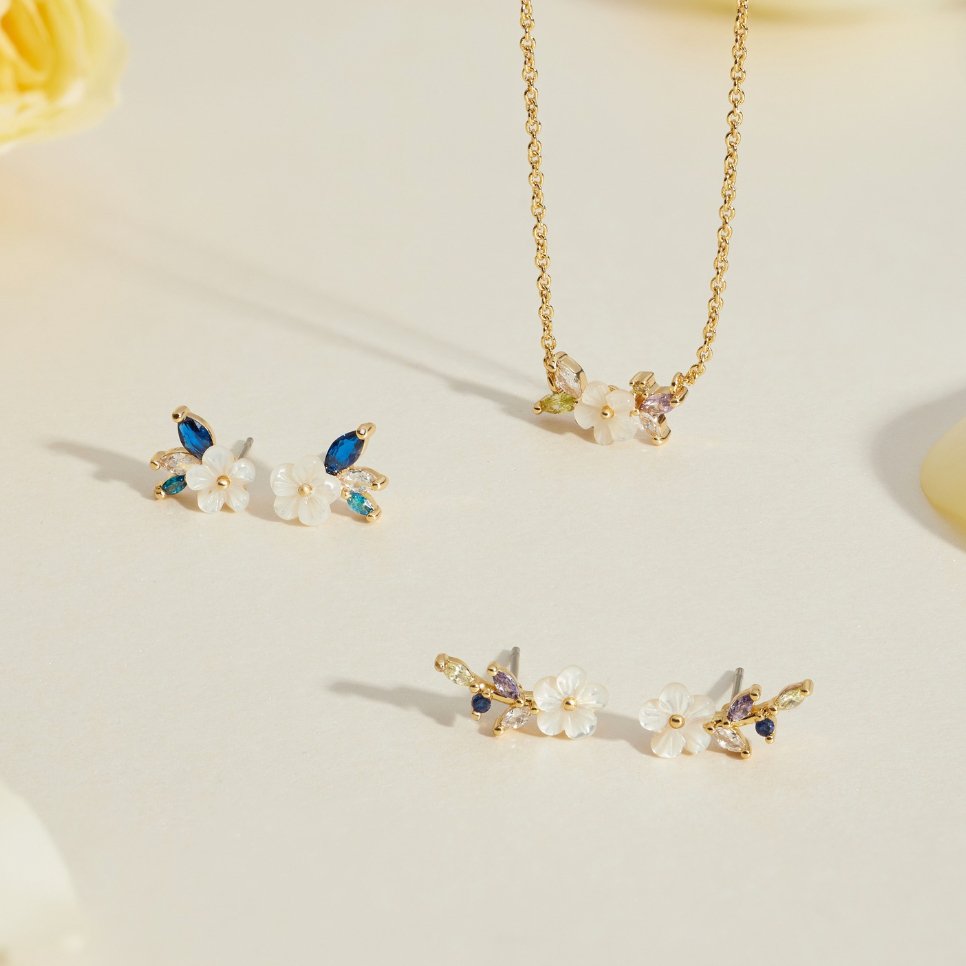 Pendientes Crystal White Blossom