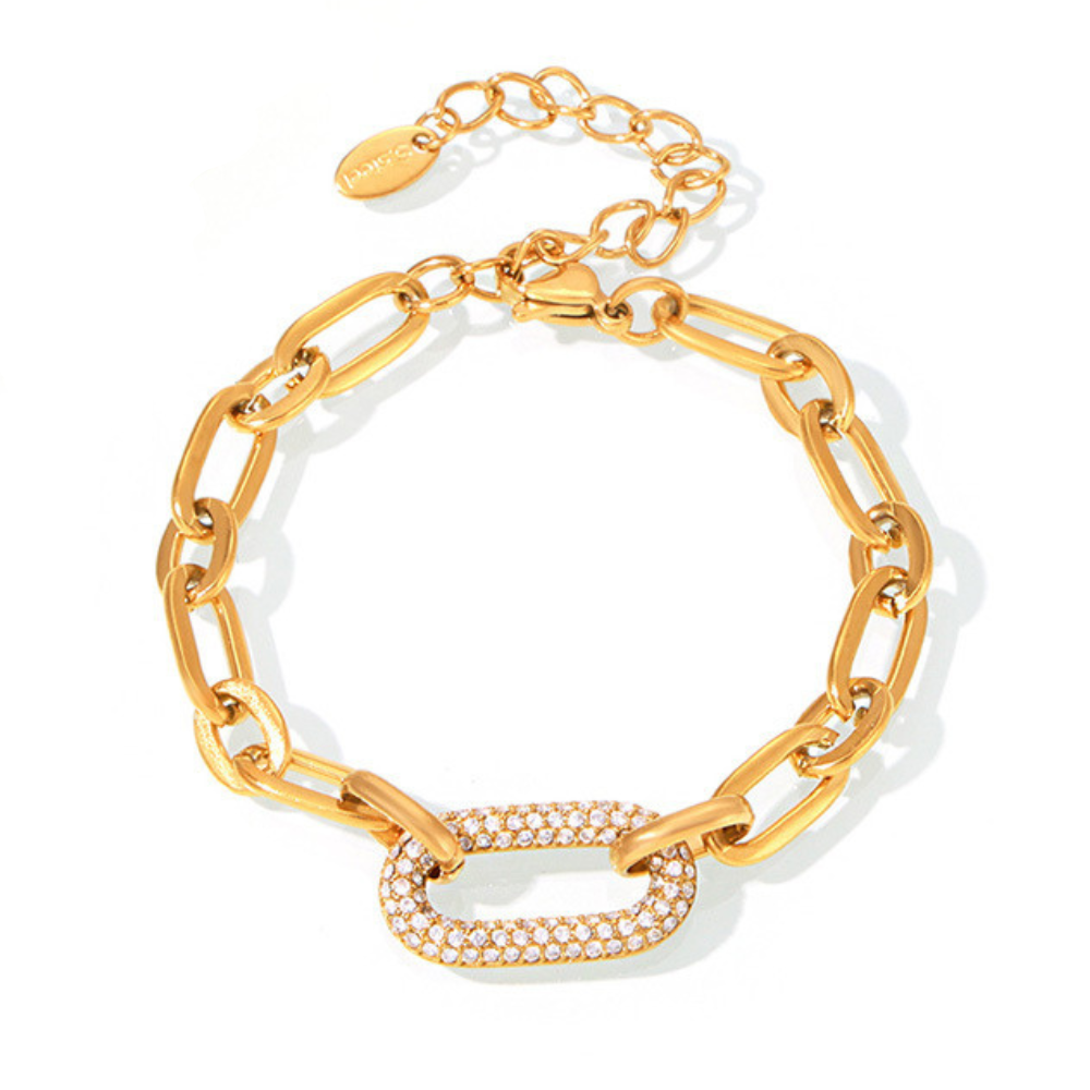 Conjunto Joyería Cadena Gruesa Pavé | Dorado