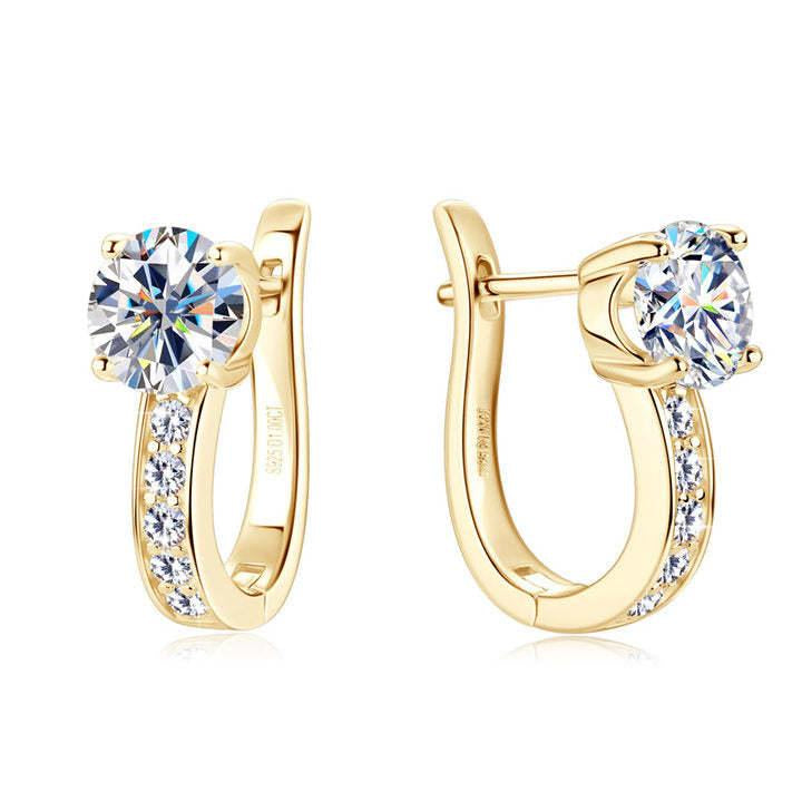 Pendientes Huggie Canal Moissanita | Dorados