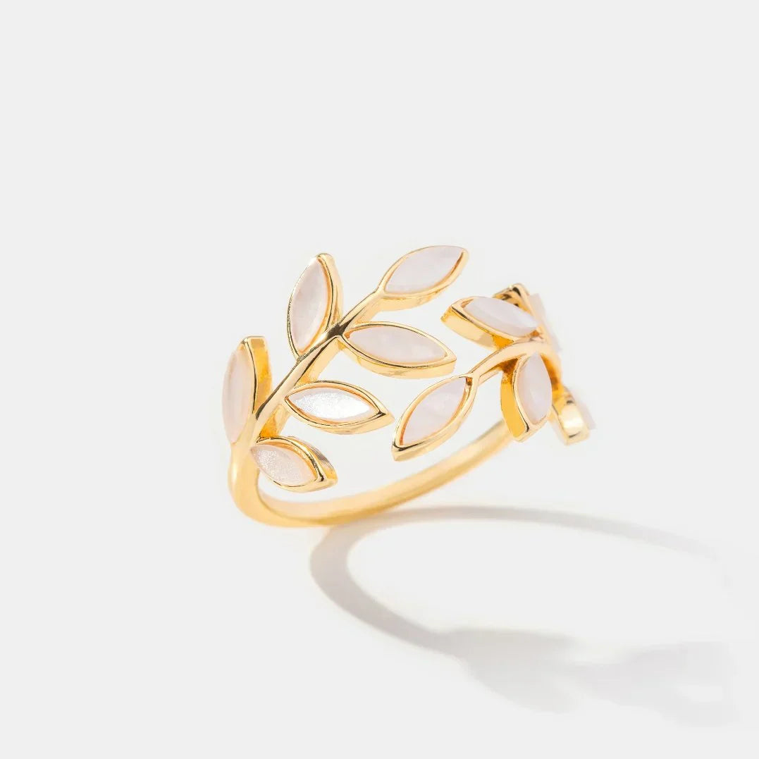 Neraya | Anillo Abierto Hoja Delicada Dorado
