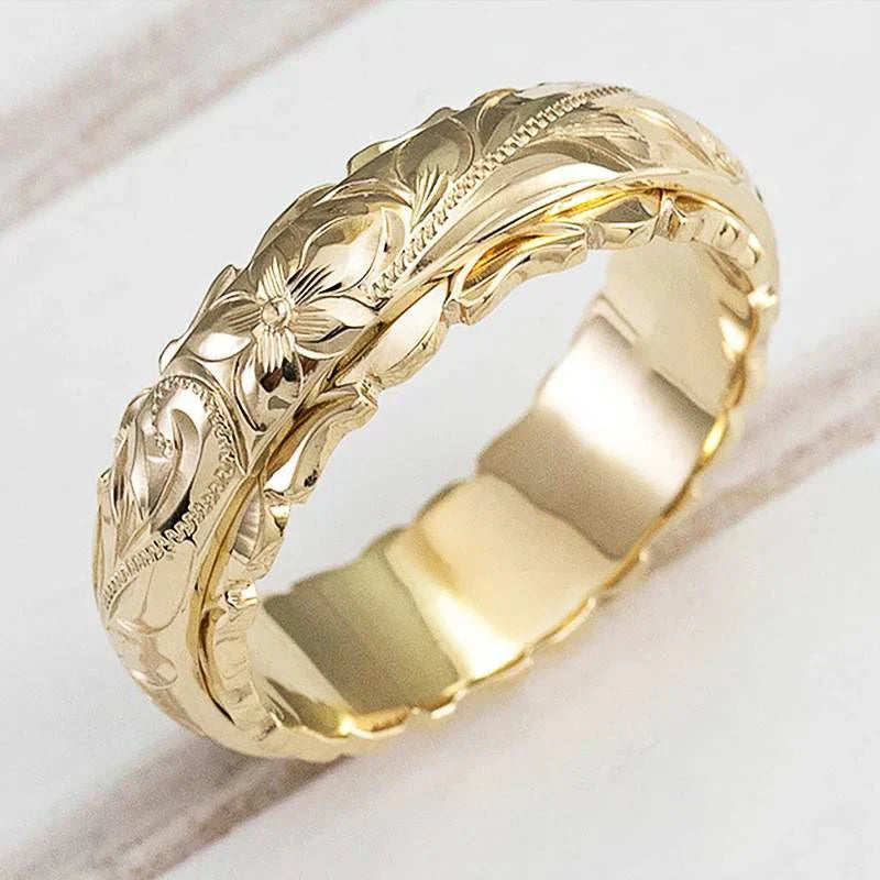 Anillo Flor Estilo Antiguo | Dorado