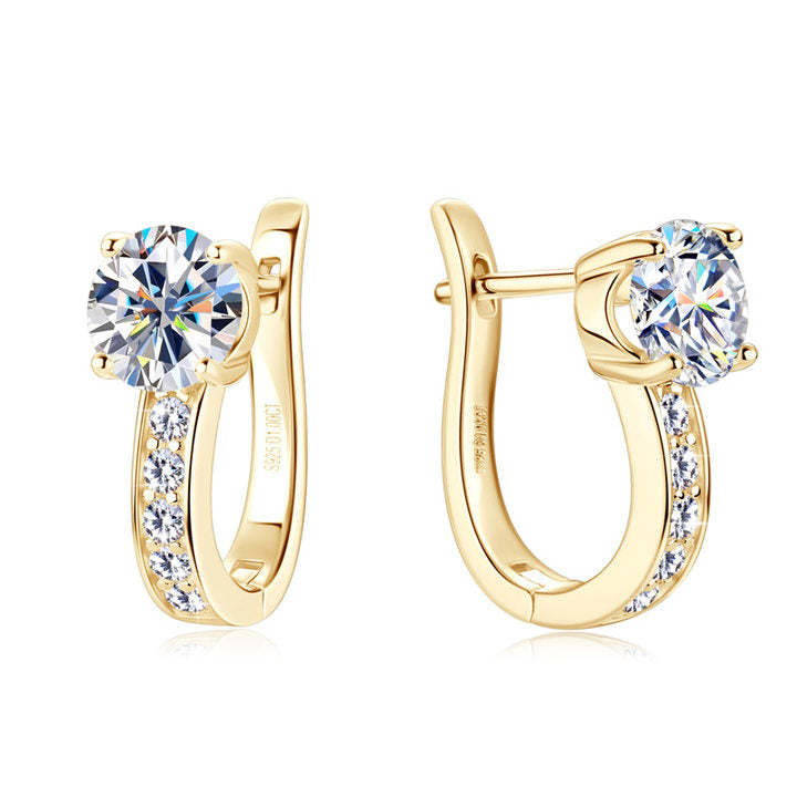 Pendientes Huggie Canal Moissanita | Dorados