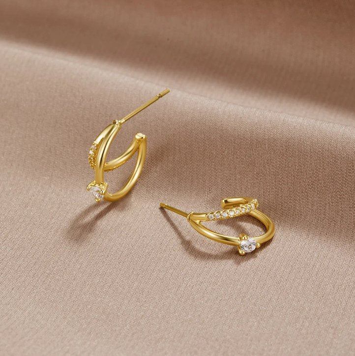 Pendientes Artie de cristal y oro