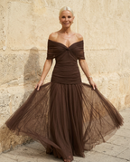 Reagan | Vestido Marrón Elegante