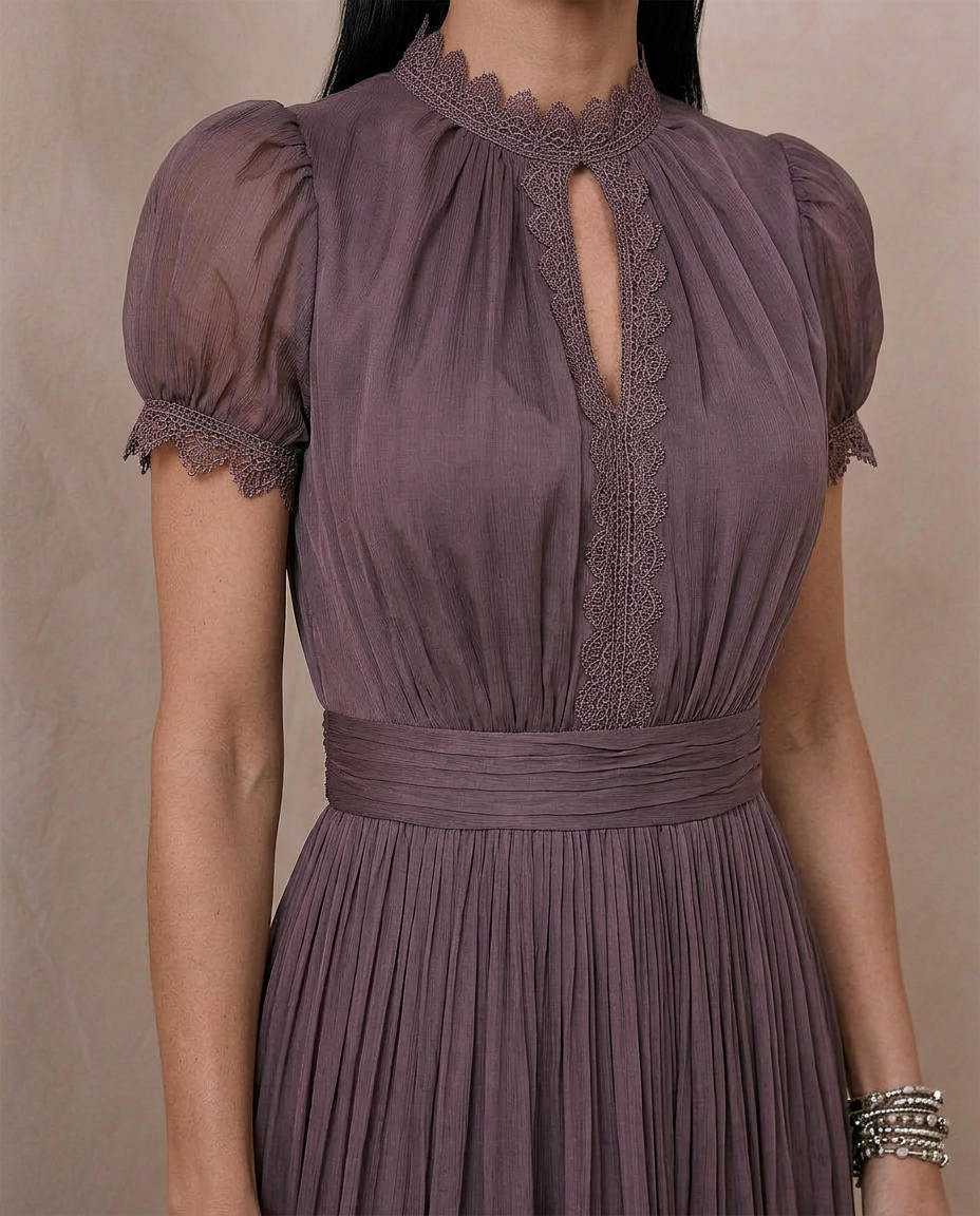 Élégance · Vestido largo de gasa refinada