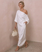 Étoile · Vestido largo de un solo hombro en blanco
