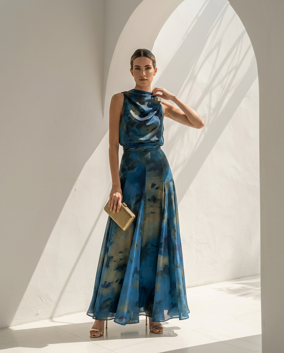 Néréide · Conjunto estampado de top y falda maxi
