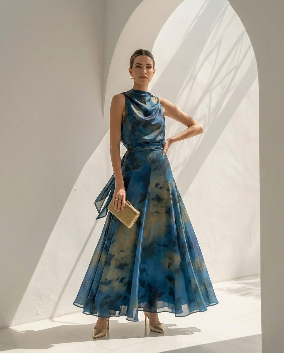 Néréide · Conjunto estampado de top y falda maxi