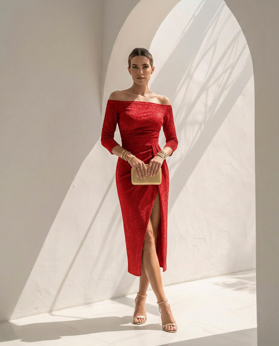 Évania · Vestido elegante con hombros descubiertos