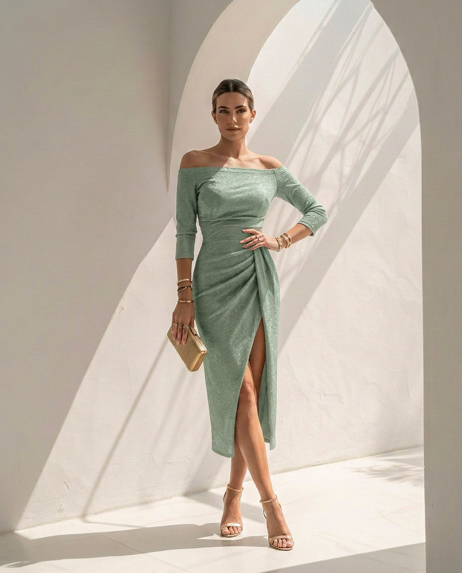 Évania · Vestido elegante con hombros descubiertos