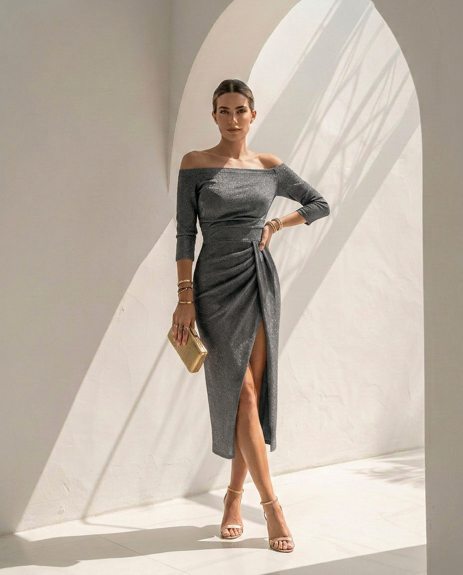 Évania · Vestido elegante con hombros descubiertos