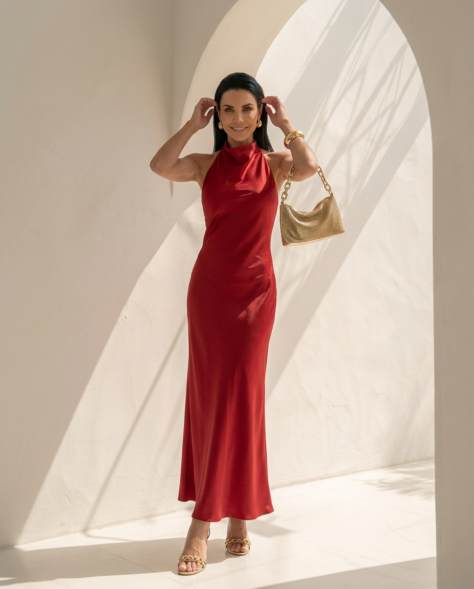 Seraphine · Vestido maxi asimétrico