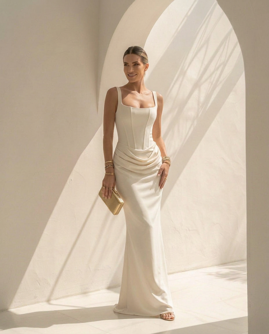 Selene · Vestido largo satinado