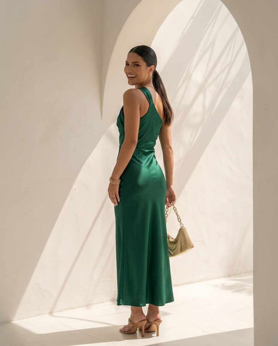 Elysia · Vestido largo satinado