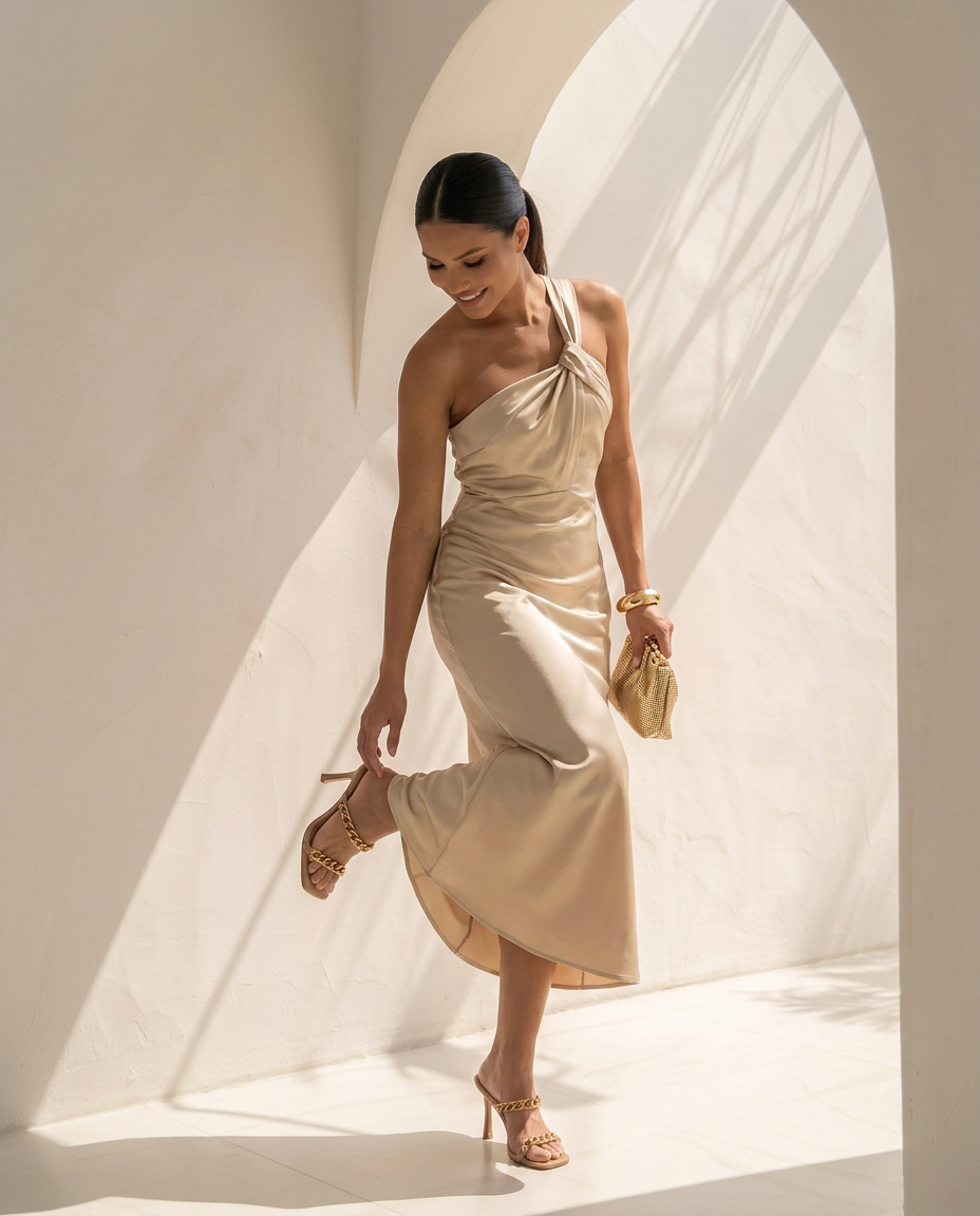 Elysia · Vestido largo satinado
