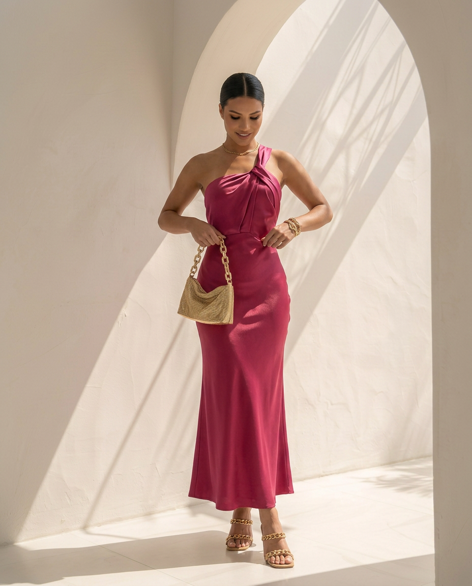 Elysia · Vestido largo satinado
